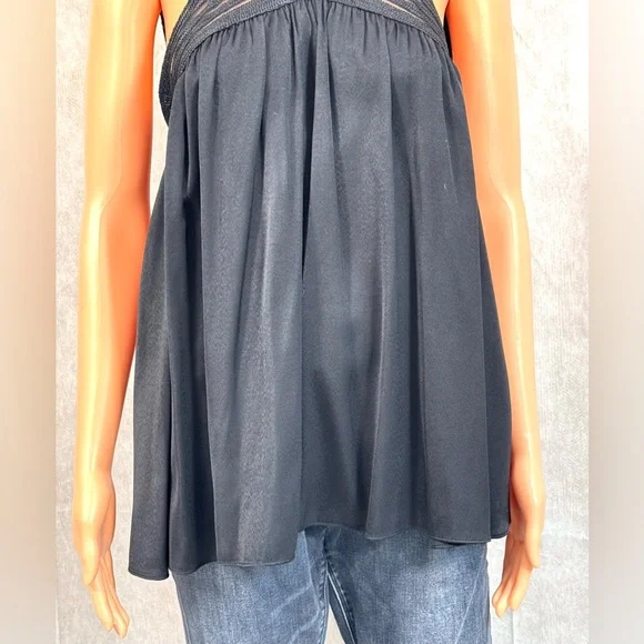 Max Studio Black Sleeveless Pleated Blouse